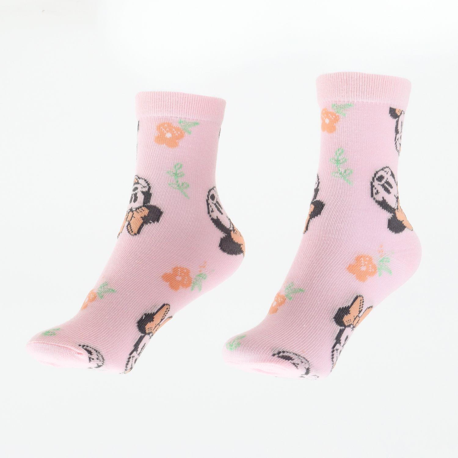 Tripack Calcetines Niña Rosado Flores Minnie Disney-1