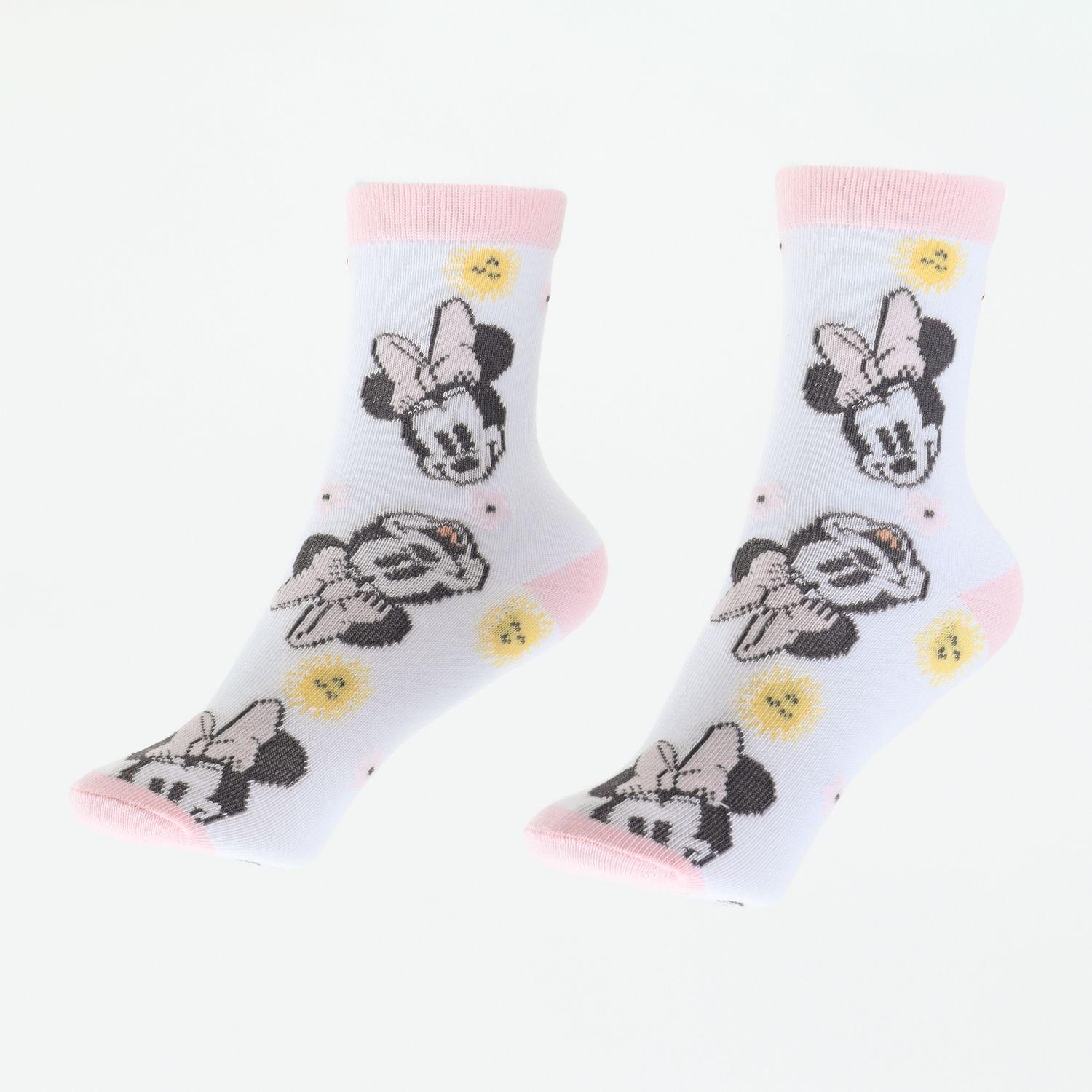 Tripack Calcetines Niña Rosado Flores Minnie Disney-3