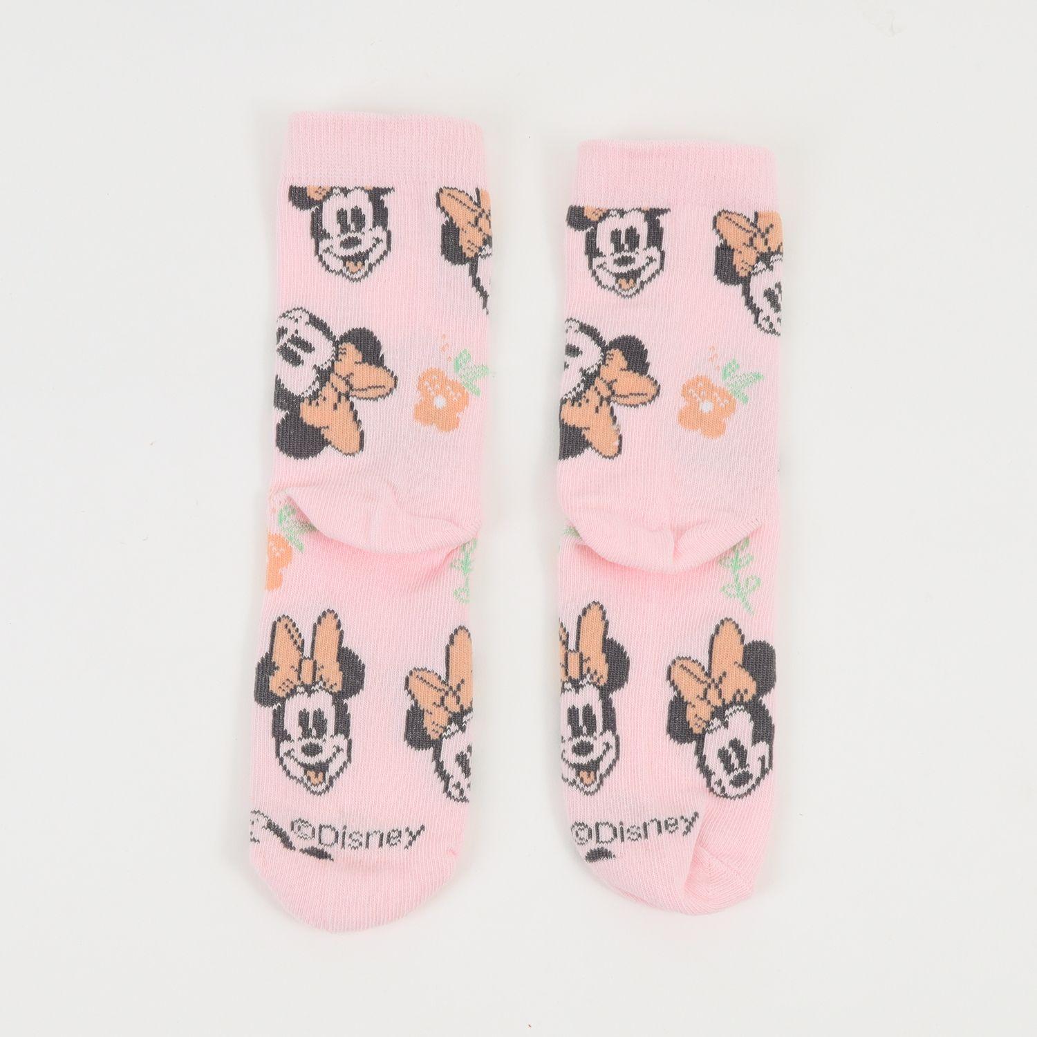 Tripack Calcetines Niña Rosado Flores Minnie Disney-9