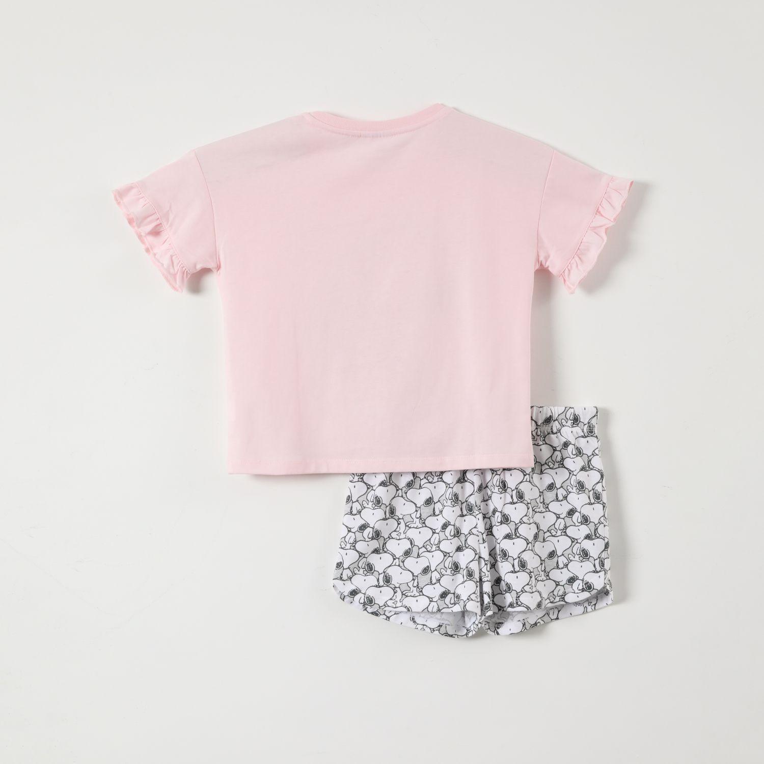 Pijama Corto Niña Corazon Rosado Snoopy-1