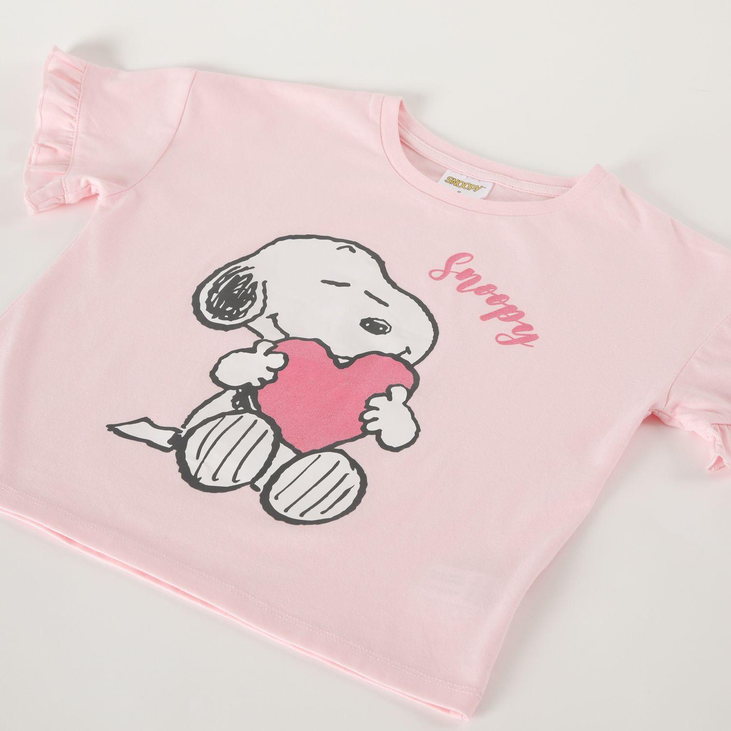 Pijama Corto Niña Corazon Rosado Snoopy-3