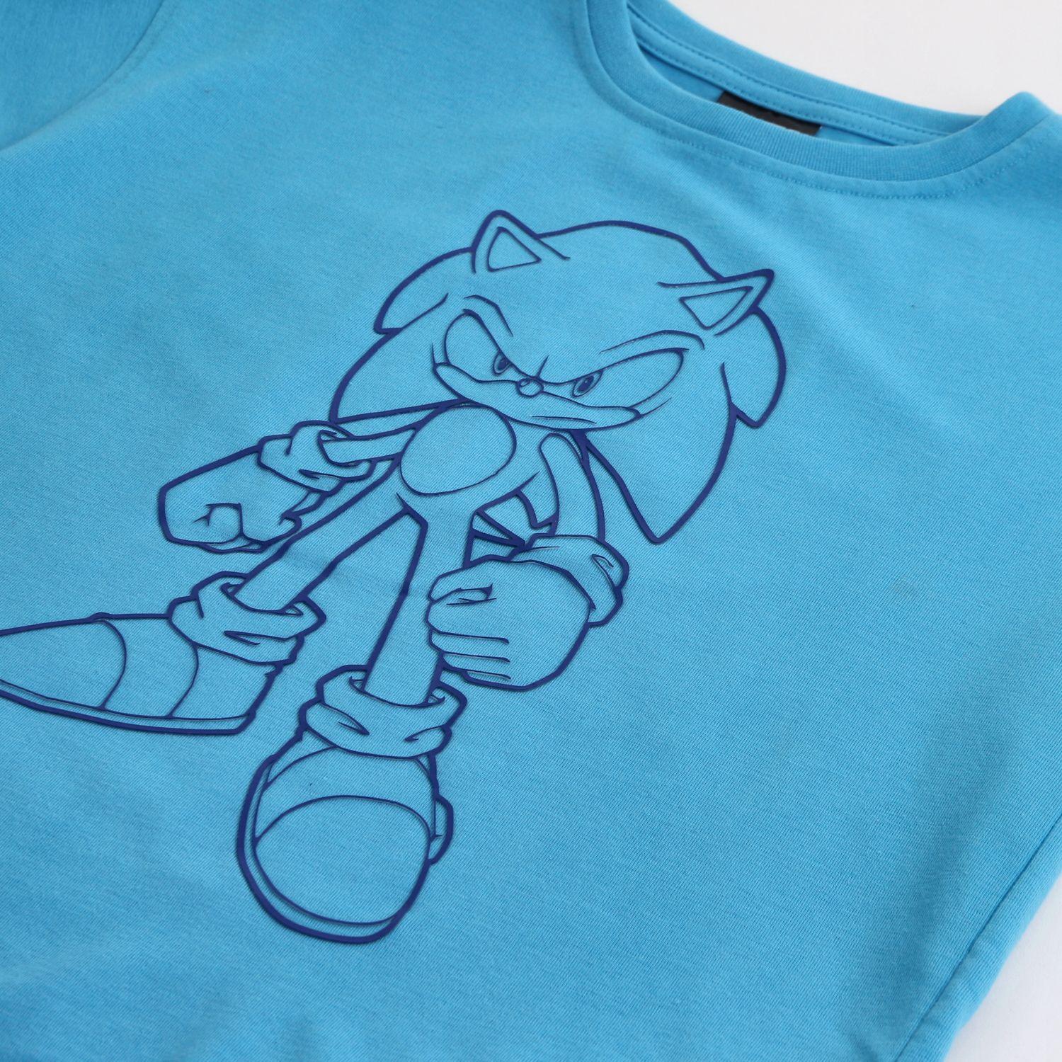 Polera Manga Corta Niño Sonic Estampado Celeste-2