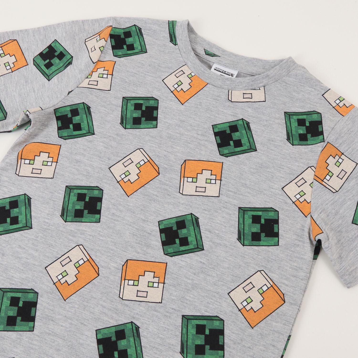 Pijama Corto Niño Gris Full Print Creeper Alex Minecraft-2