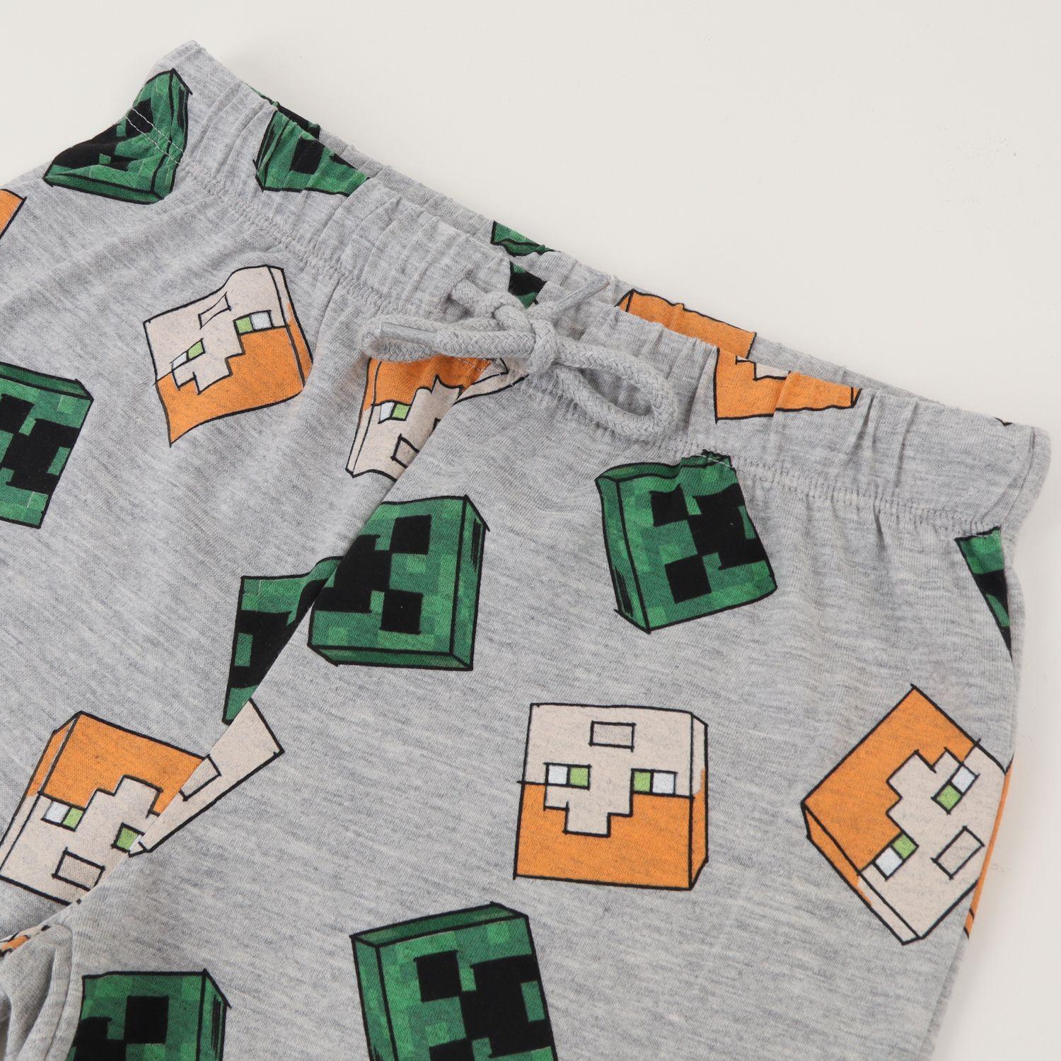 Pijama Corto Niño Gris Full Print Creeper Alex Minecraft-3