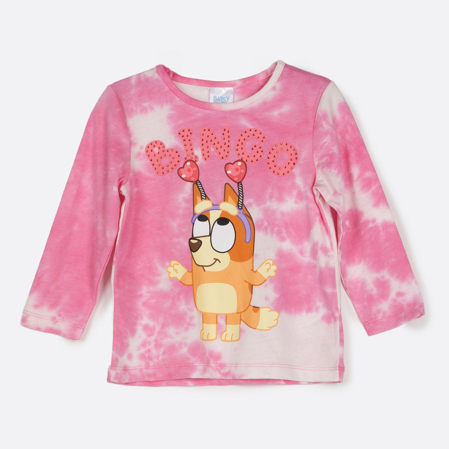 Polera Manga Larga Niña Bingo Tie Dye Rosado Bluey-0
