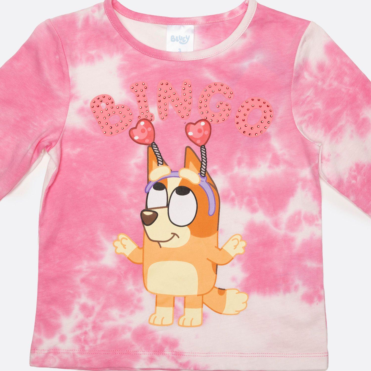 Polera Manga Larga Niña Bingo Tie Dye Rosado Bluey-1