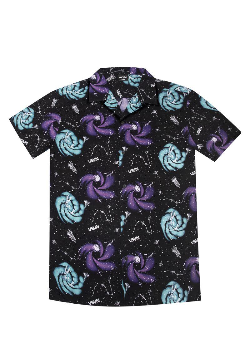 Guayabera Hombre Galaxia Negro Nasa-0