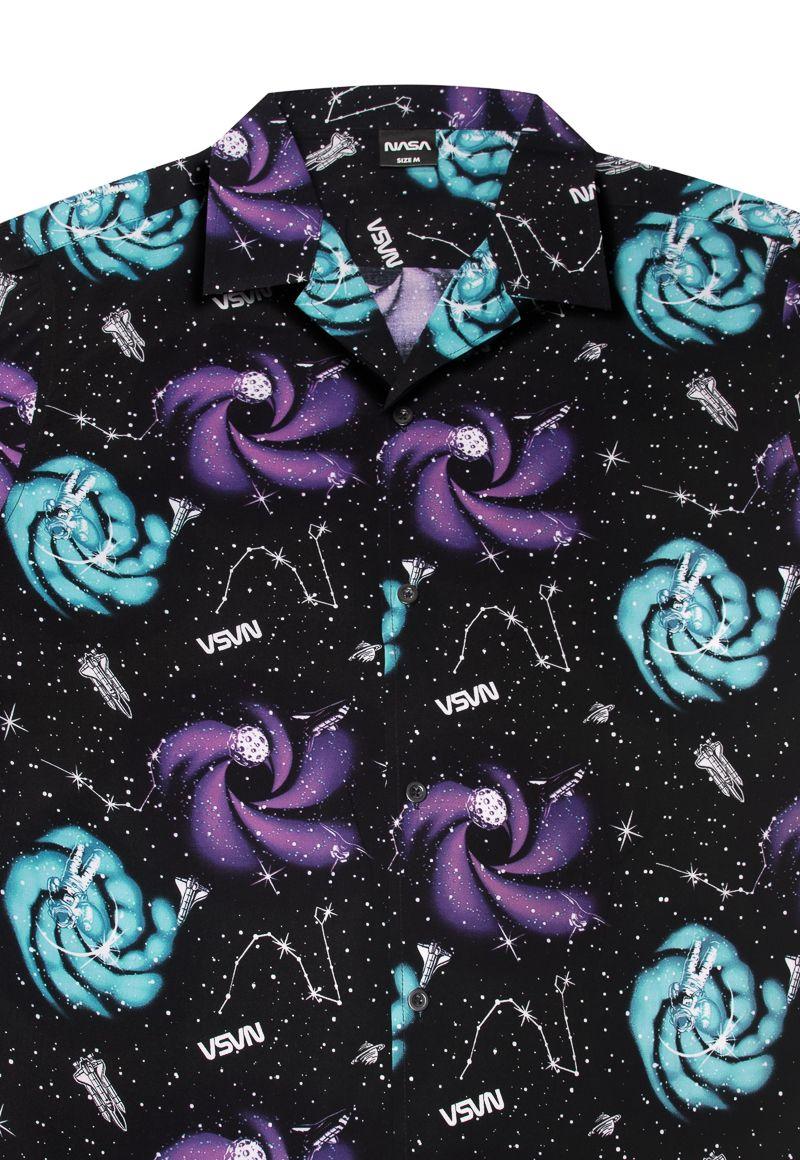 Guayabera Hombre Galaxia Negro Nasa-2