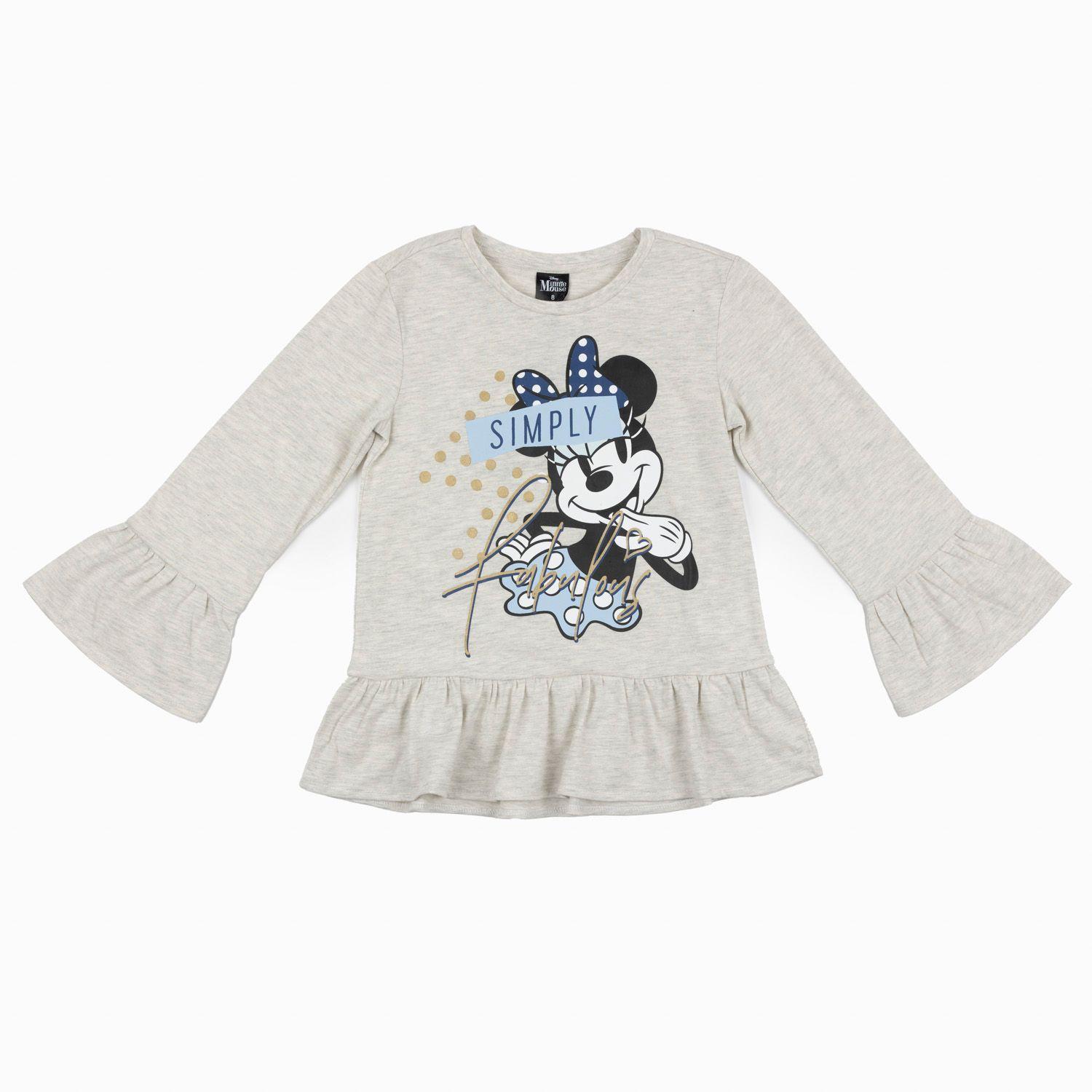 Polera Manga Larga Niña Minnie Fabulosa Gris Disney-0