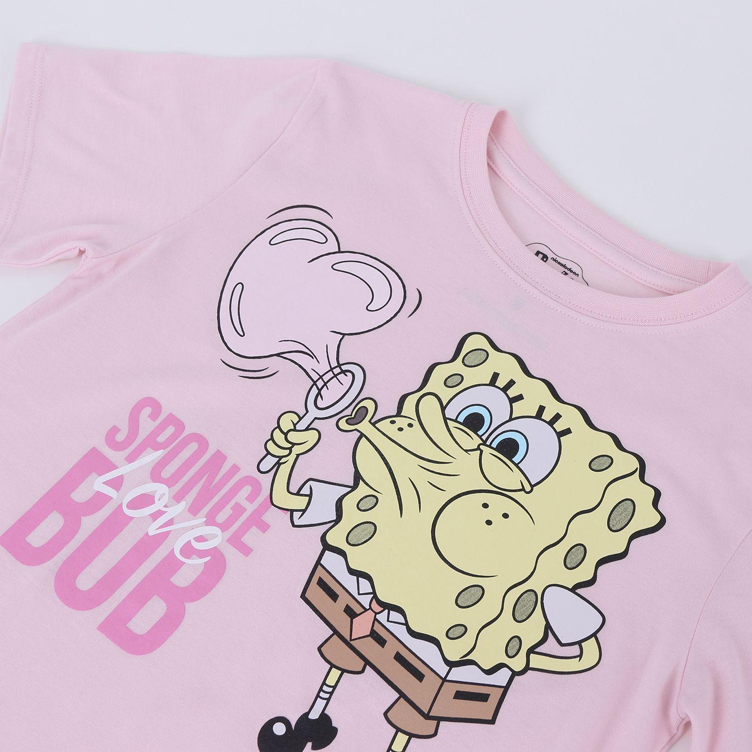 Polera Manga Corta Niño Rosado Corazon Bob Esponja-2