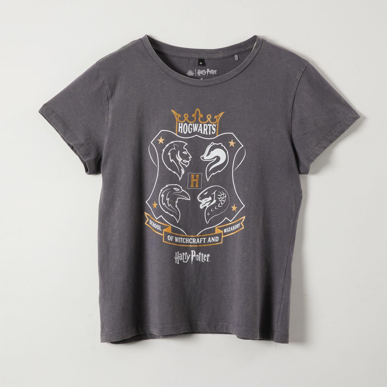 Polera Manga Corta Mujer Escudo Negro Harry Potter-0