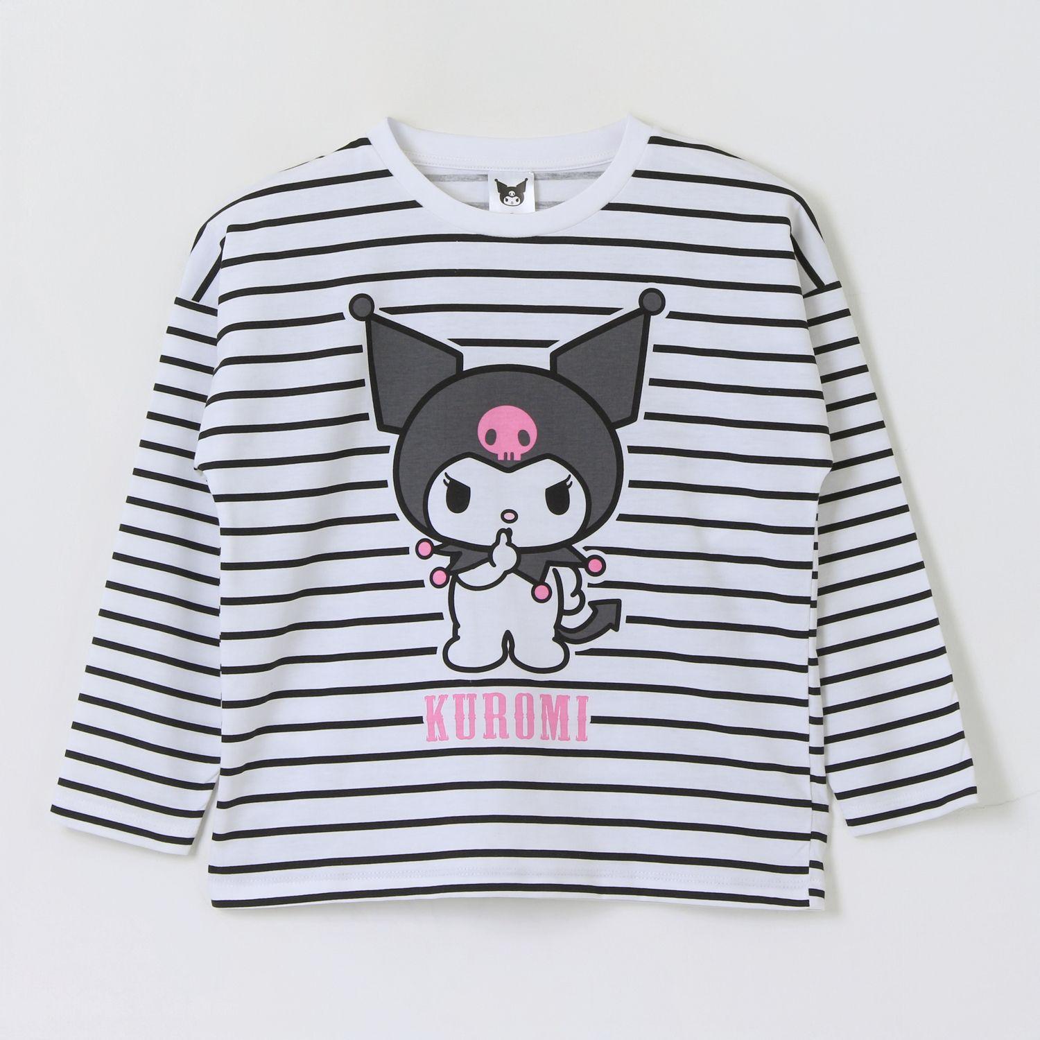 Polera Manga Larga Niña Rayas Kuromi Blanco Hello Kitty-0