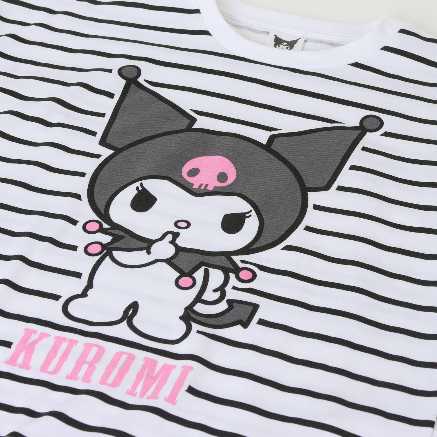 Polera Manga Larga Niña Rayas Kuromi Blanco Hello Kitty-2