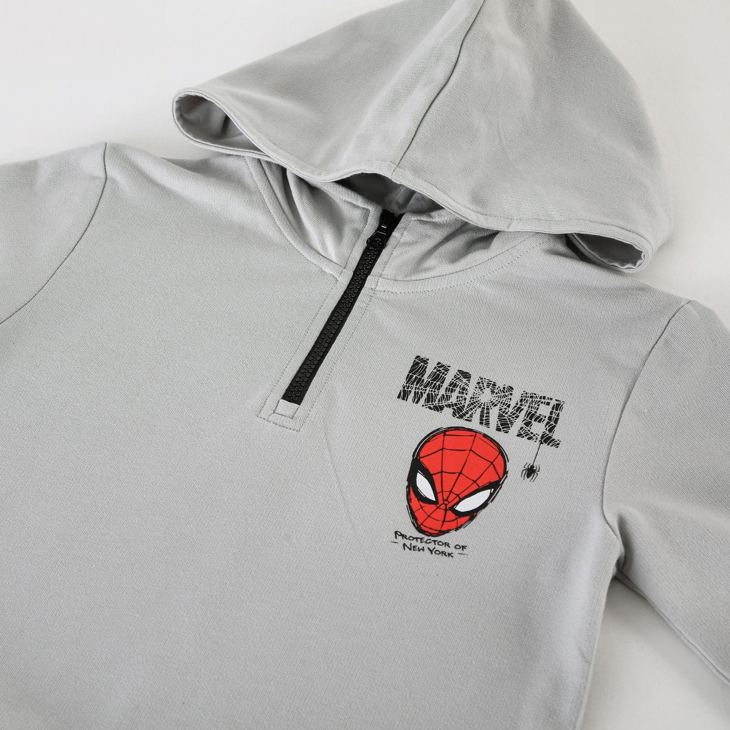 Conjunto Buzo Niño Spiderman Marvel Polerón Half Zipper Gris-3