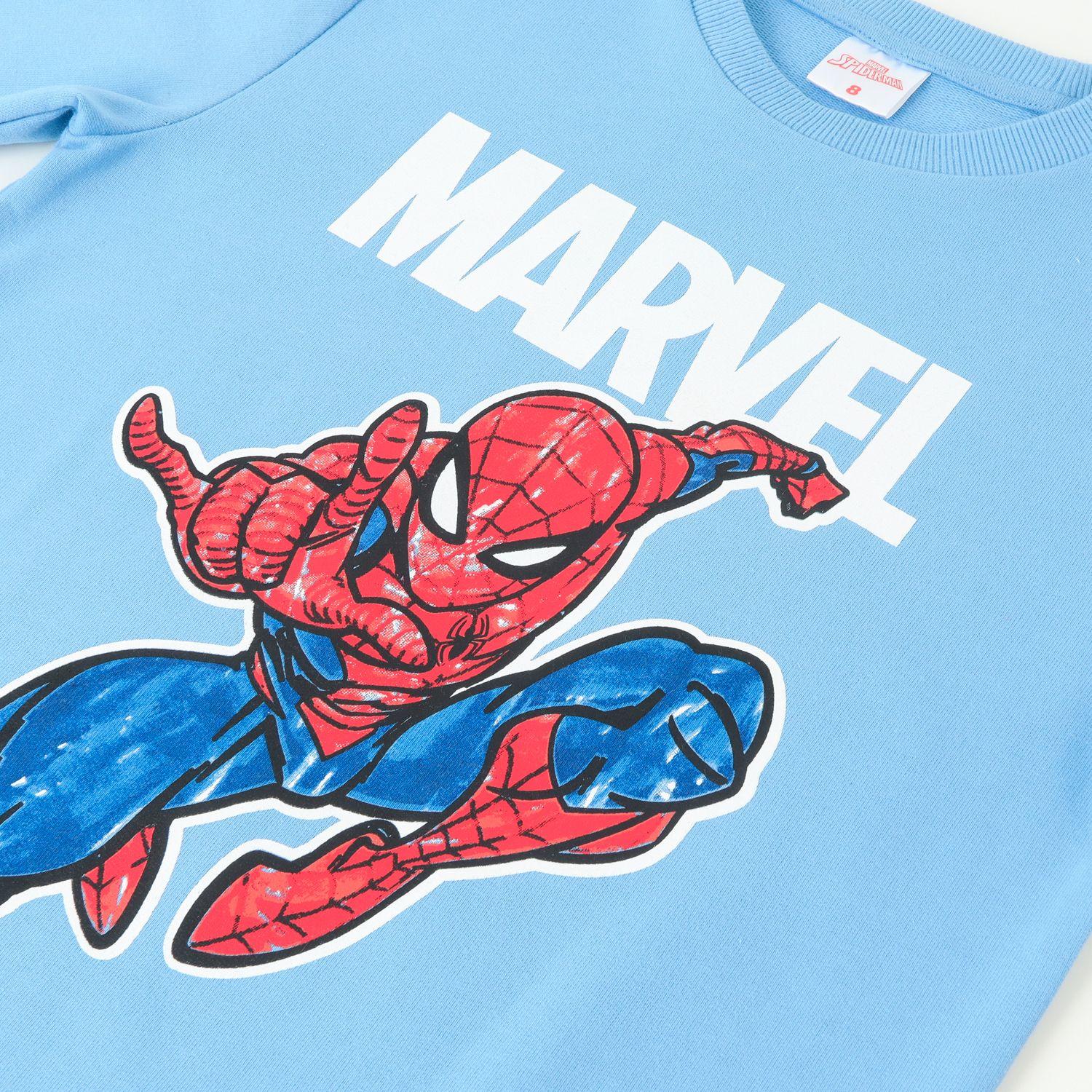 Poleron Cerrado Niño Spiderman Saltando Azul Marvel-1
