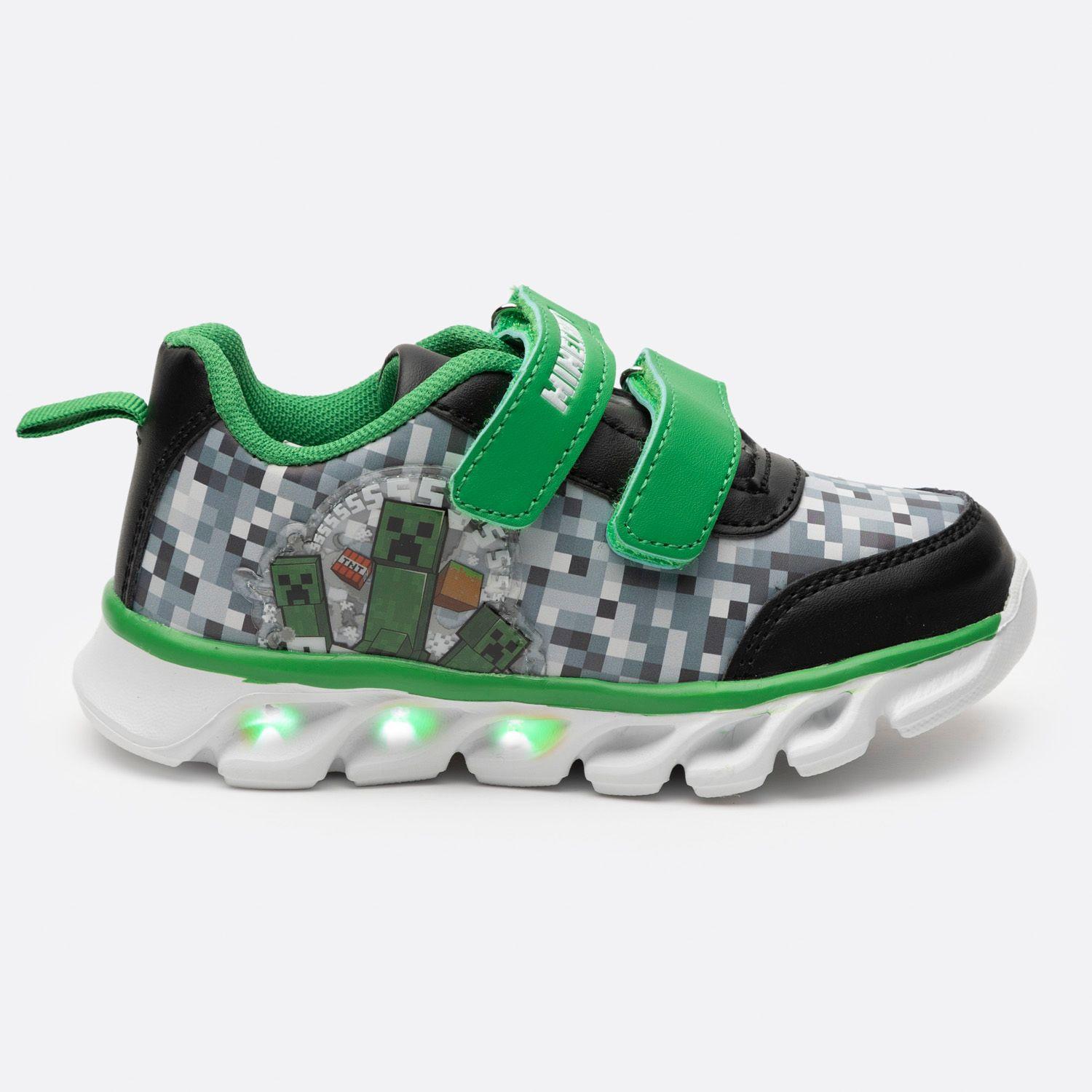 Zapatillas Con Luces Niño Creepers Verde Minecraft-0