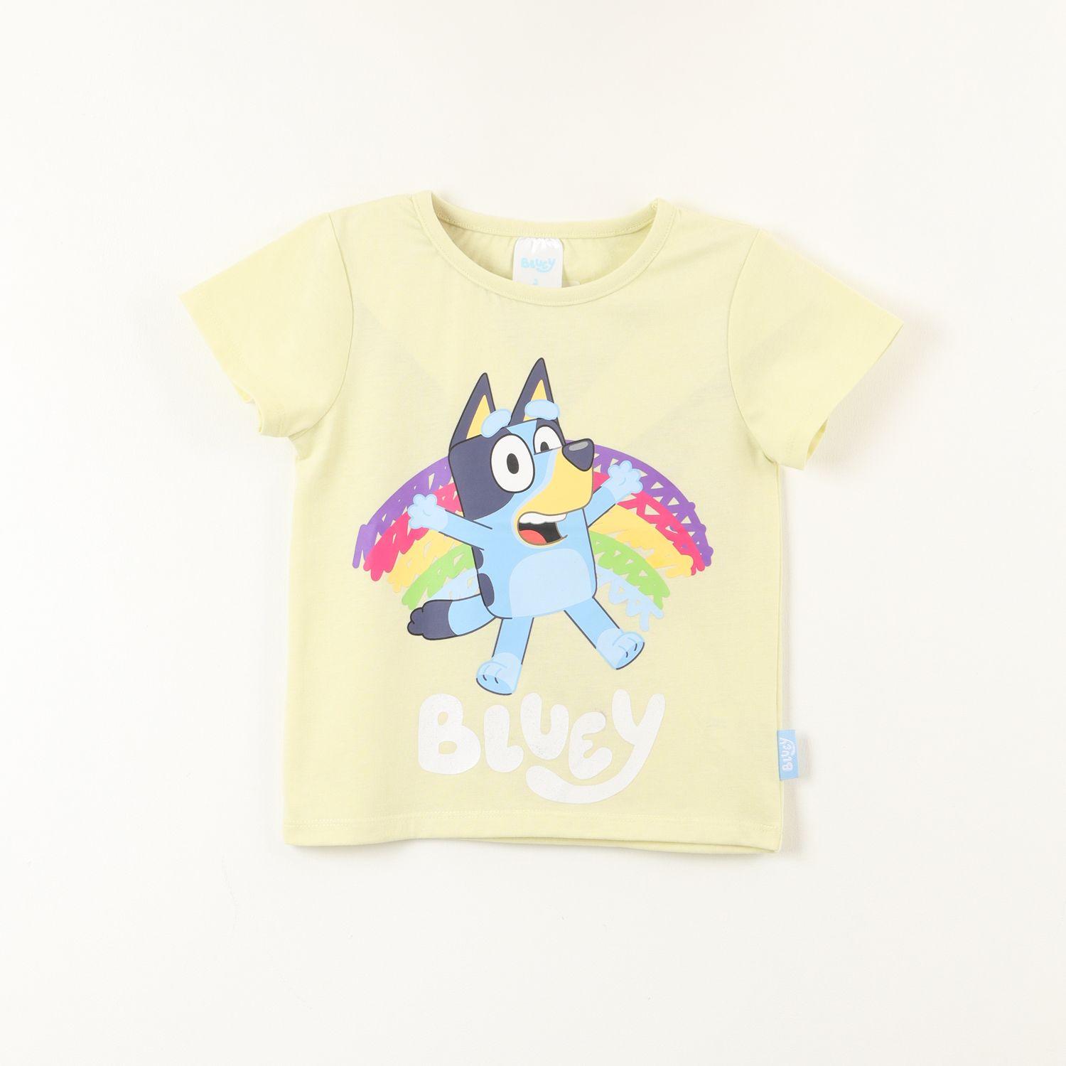 Polera Manga Corta Niña Arcoiris Verde Bluey-0