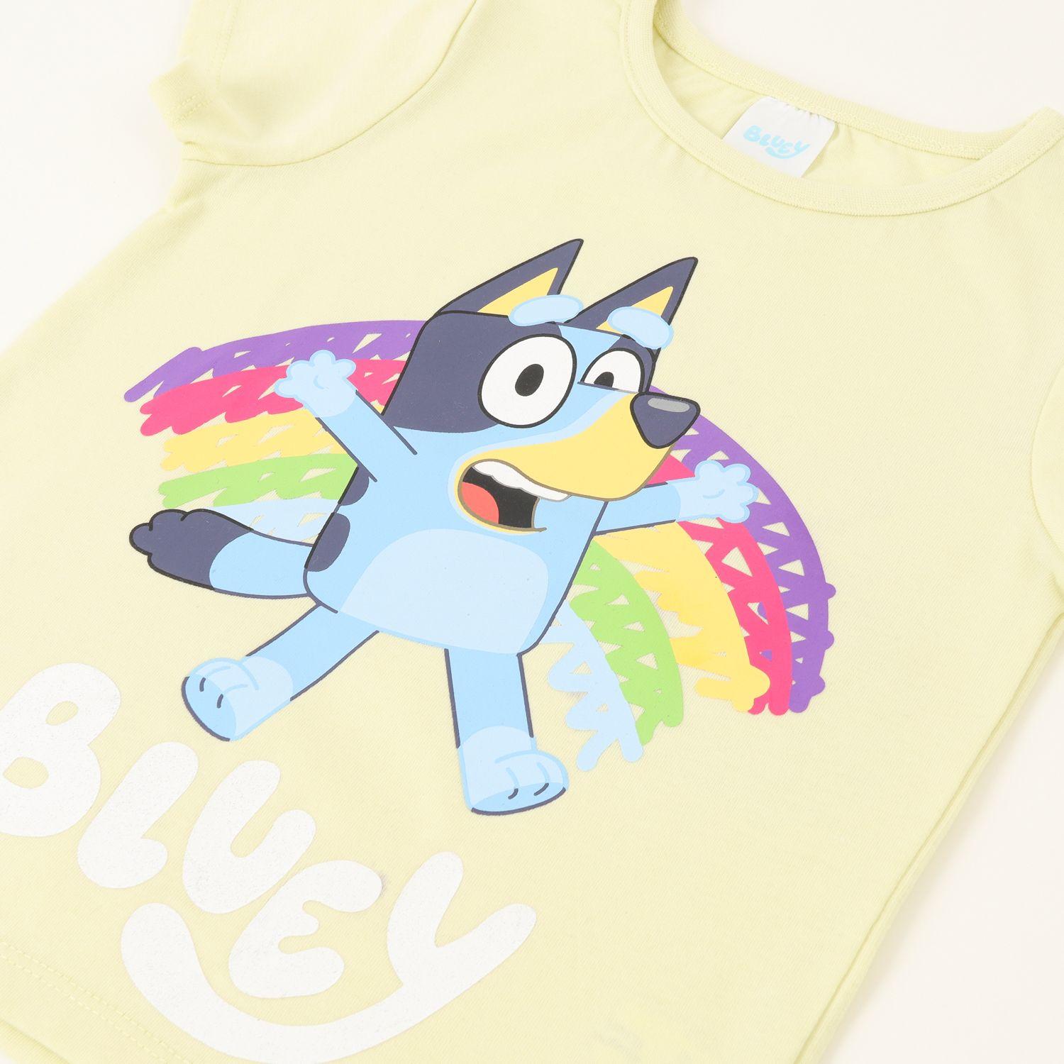 Polera Manga Corta Niña Arcoiris Verde Bluey-1
