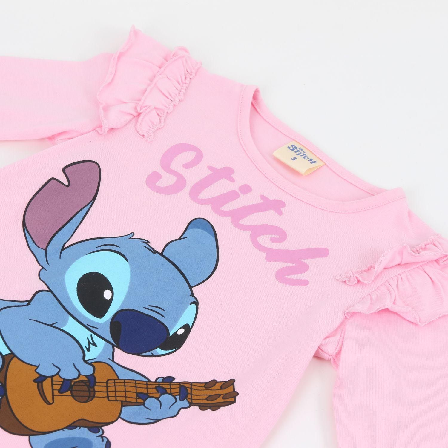Polera Manga Larga Niña Vuelos Lilo & Stitch Rosado Disney-2