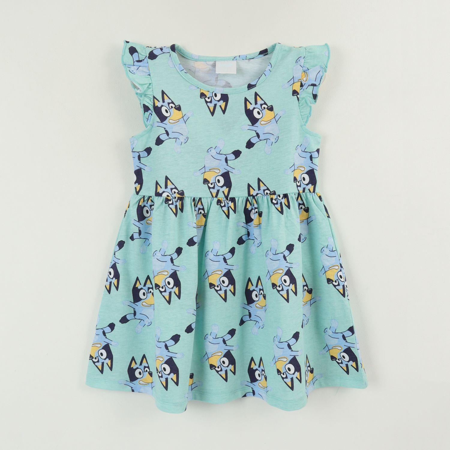 Vestido Sin Manga y Collet Niña Celeste Print Caras Bluey-0