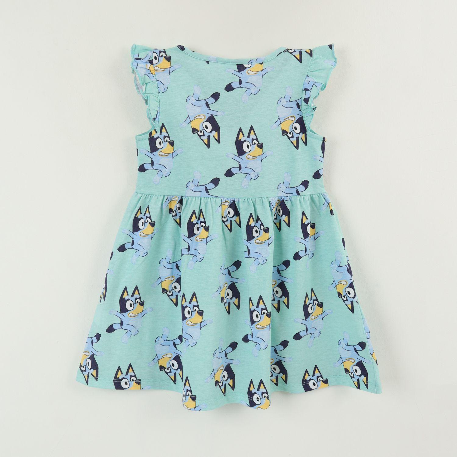 Vestido Sin Manga y Collet Niña Celeste Print Caras Bluey-1
