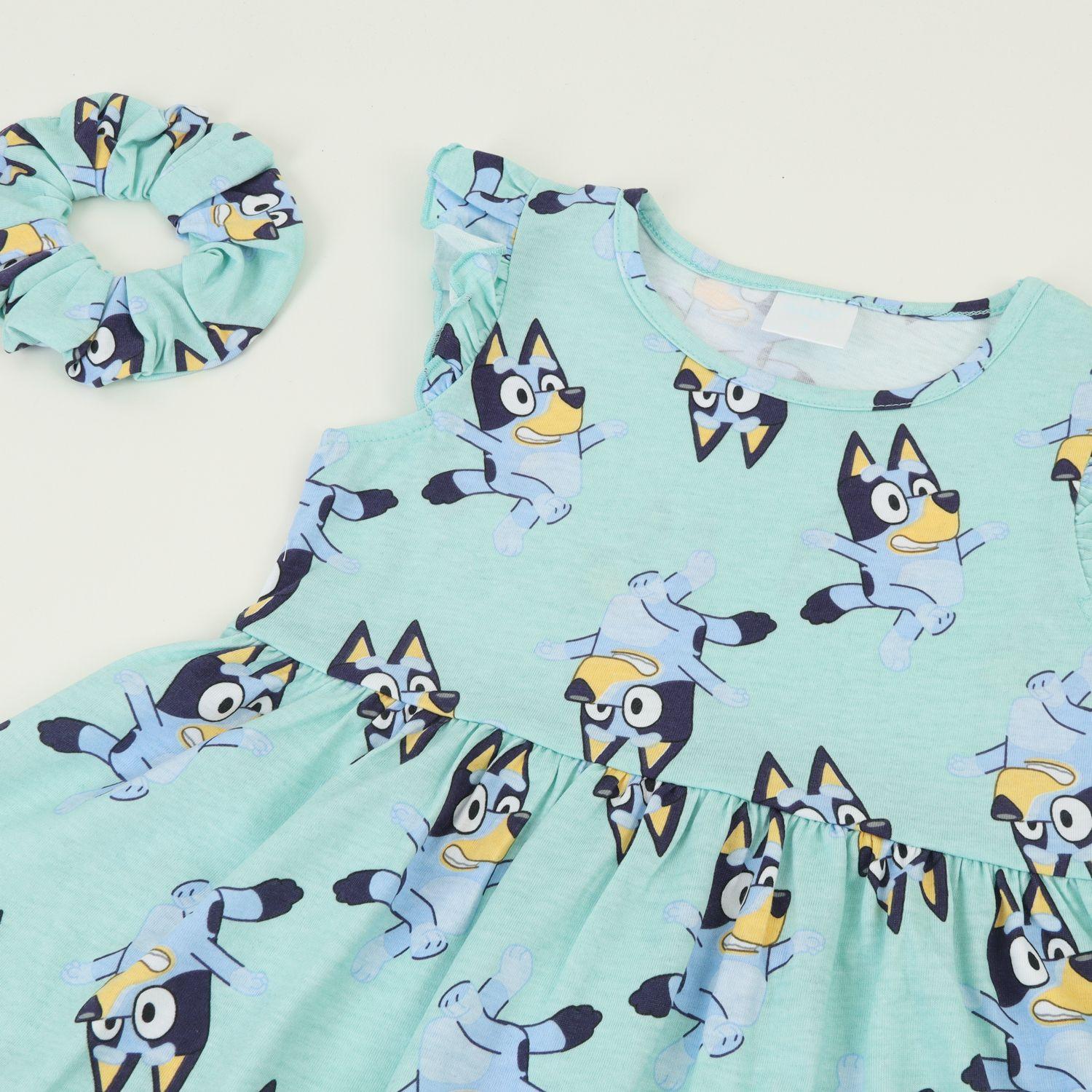 Vestido Sin Manga y Collet Niña Celeste Print Caras Bluey-2