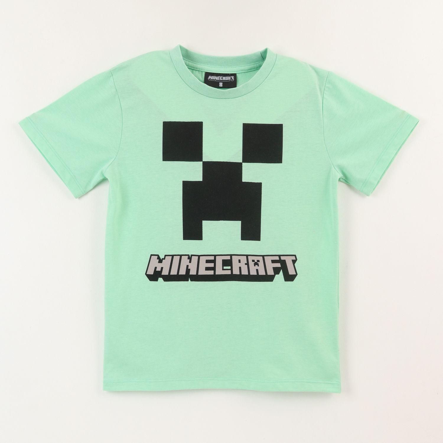 Polera Manga Corta Niño Verde Creeper Face Minecraft-0