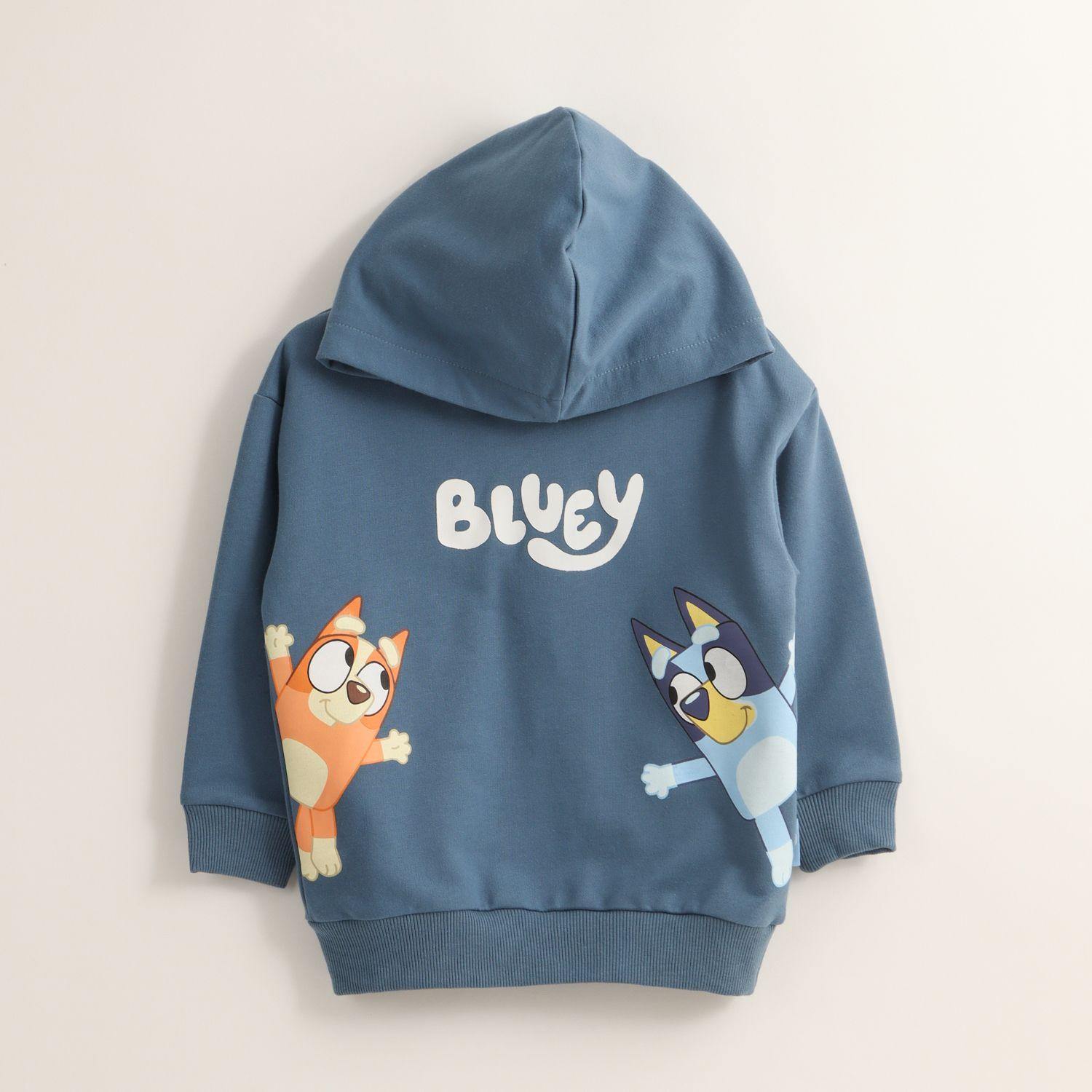 Poleron Cerrado Con Gorro Niño Look Azul Bingo Y Bluey-0