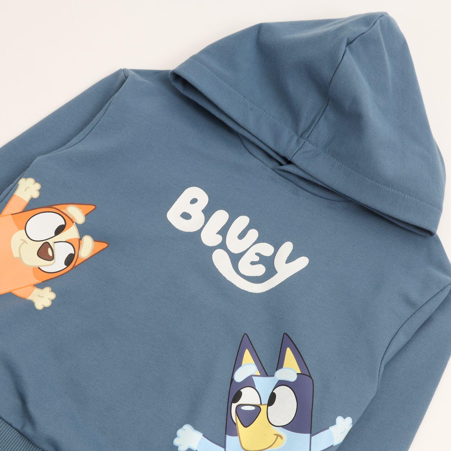 Poleron Cerrado Con Gorro Niño Look Azul Bingo Y Bluey-1