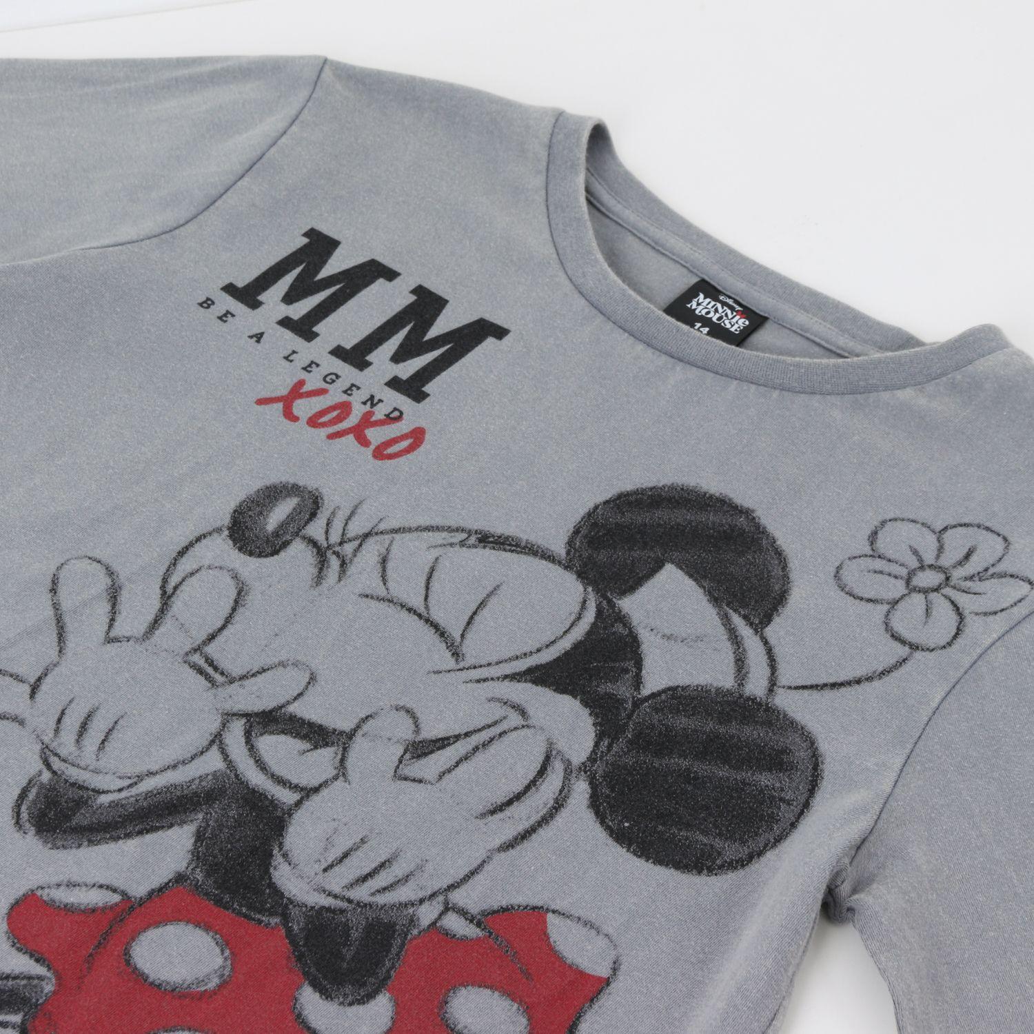 Polera Manga Larga Niña Minnie Mouse Gris Disney-2