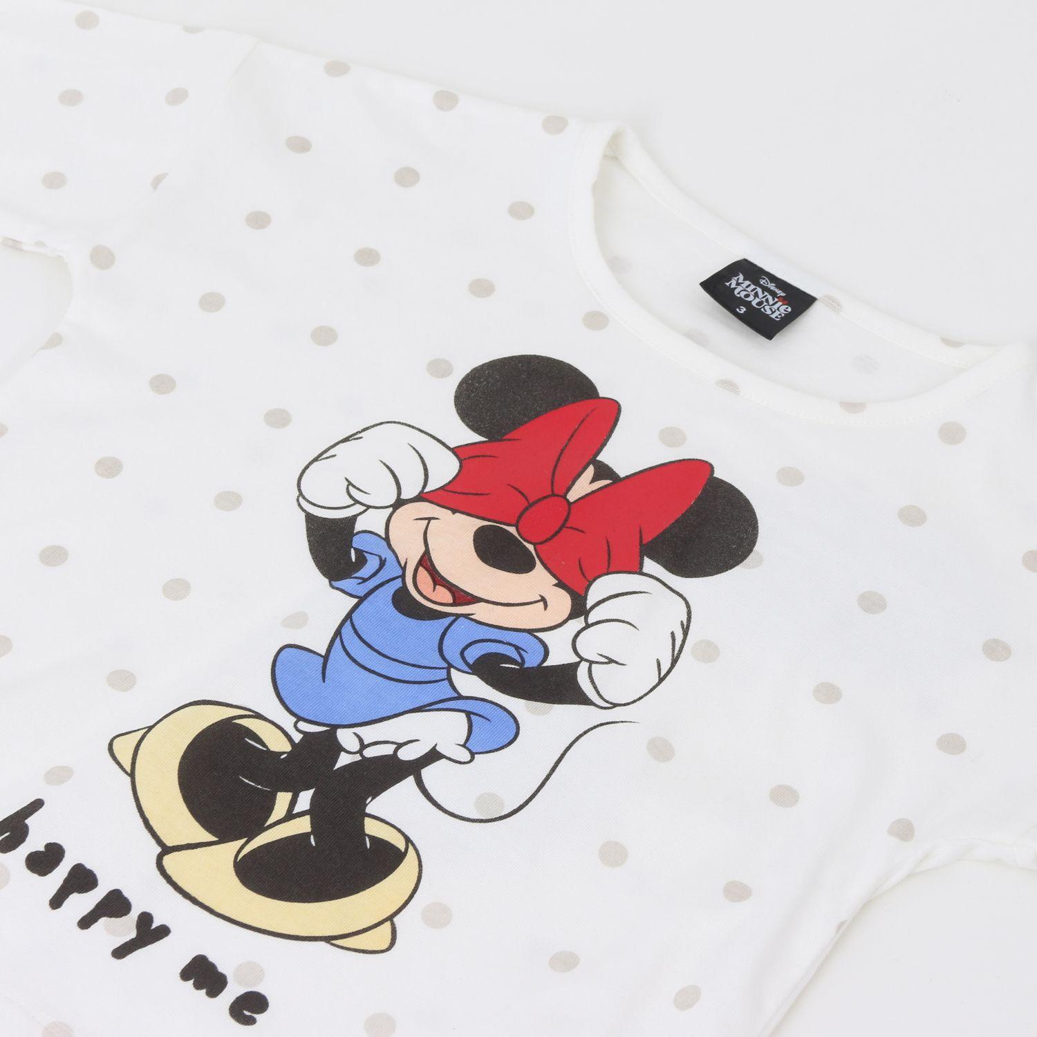 Polera Manga Larga Niña Moño Minnie Blanco Disney-2