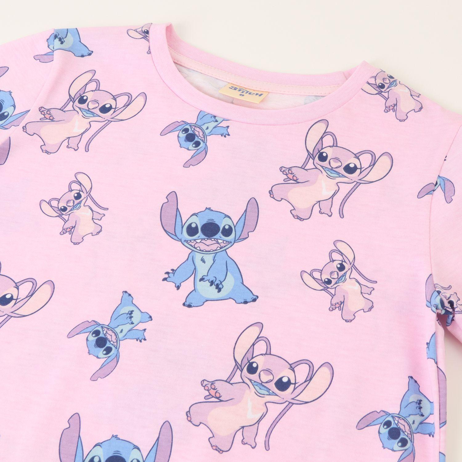 Conjunto Pijama Niña Lilo & Stitch Angel Print Rosado Disney-1