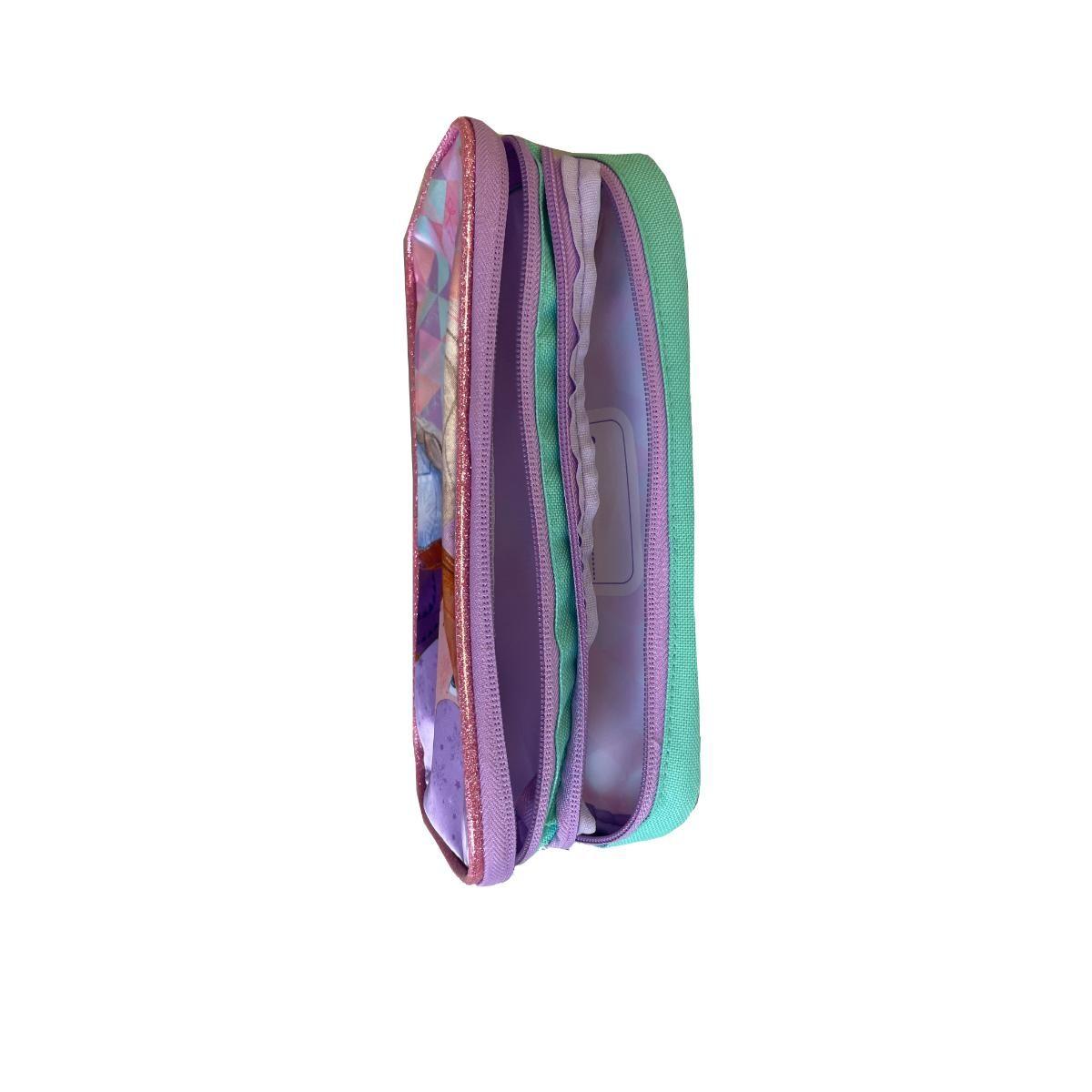 Estuche Escolar Niña Doble Cierre Lila Frozen Disney-3