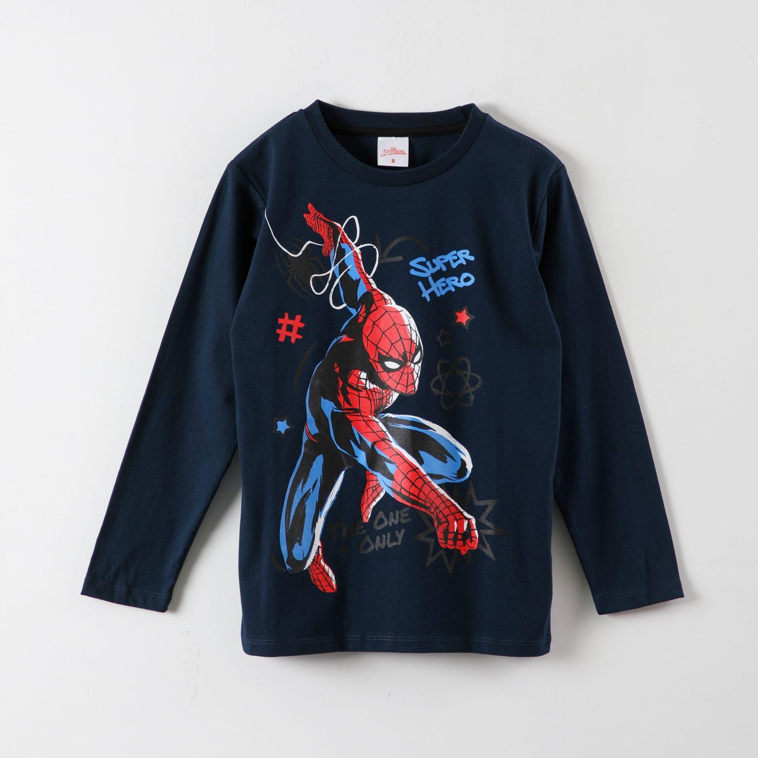Polera Manga Larga Niño Spiderman #Superhero Azul Marvel-0