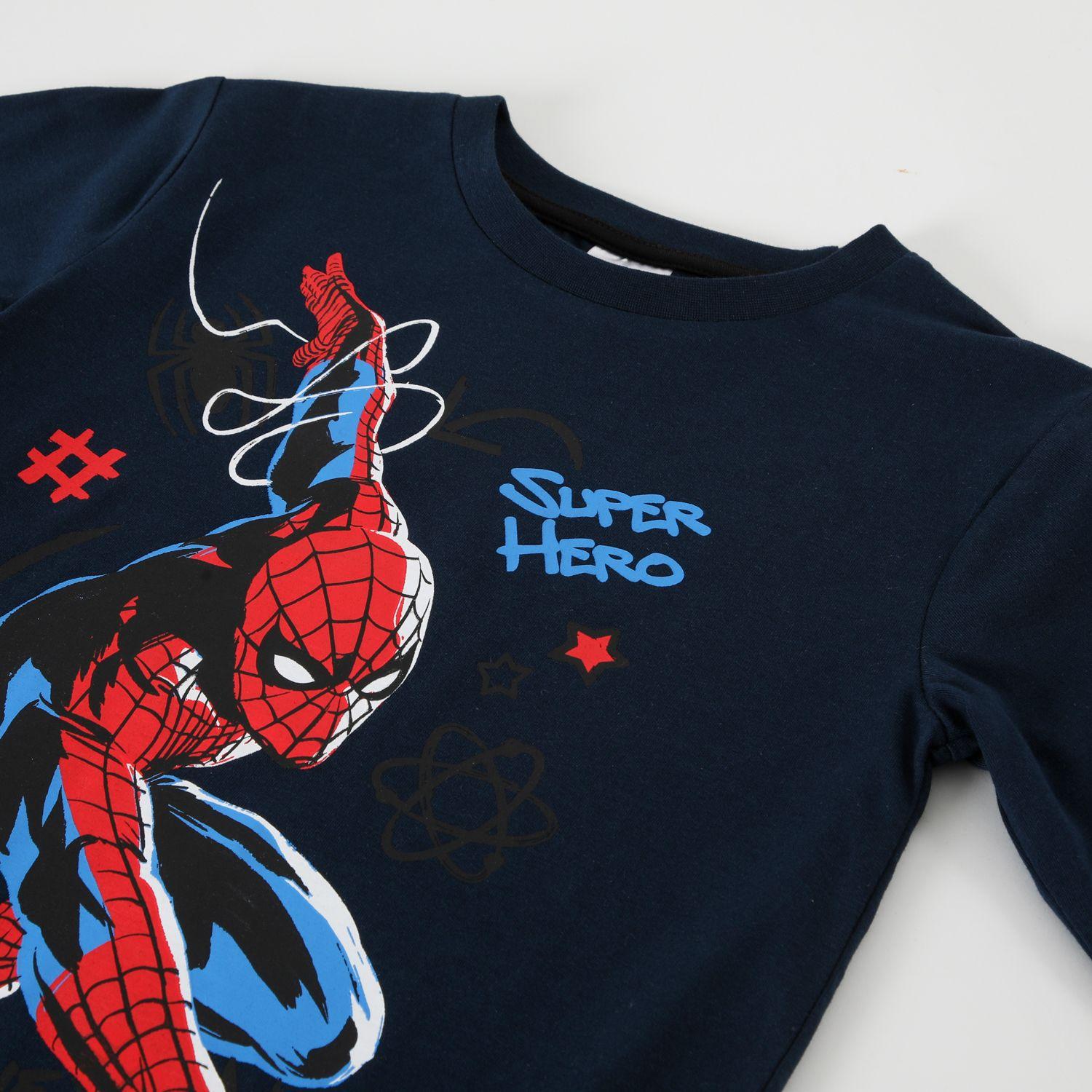 Polera Manga Larga Niño Spiderman #Superhero Azul Marvel-1