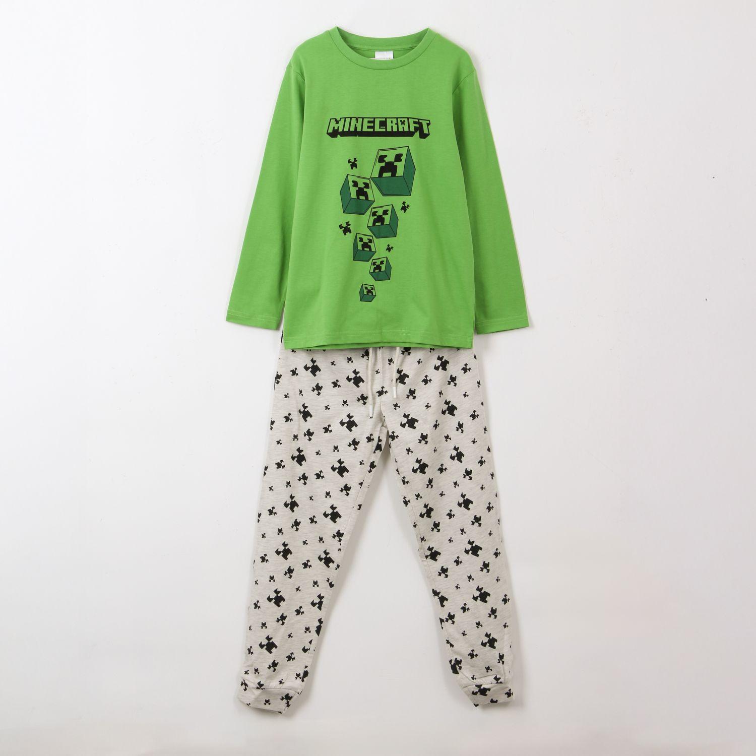 Pijama Manga Larga Niño Creepers Verde Minecraft-0