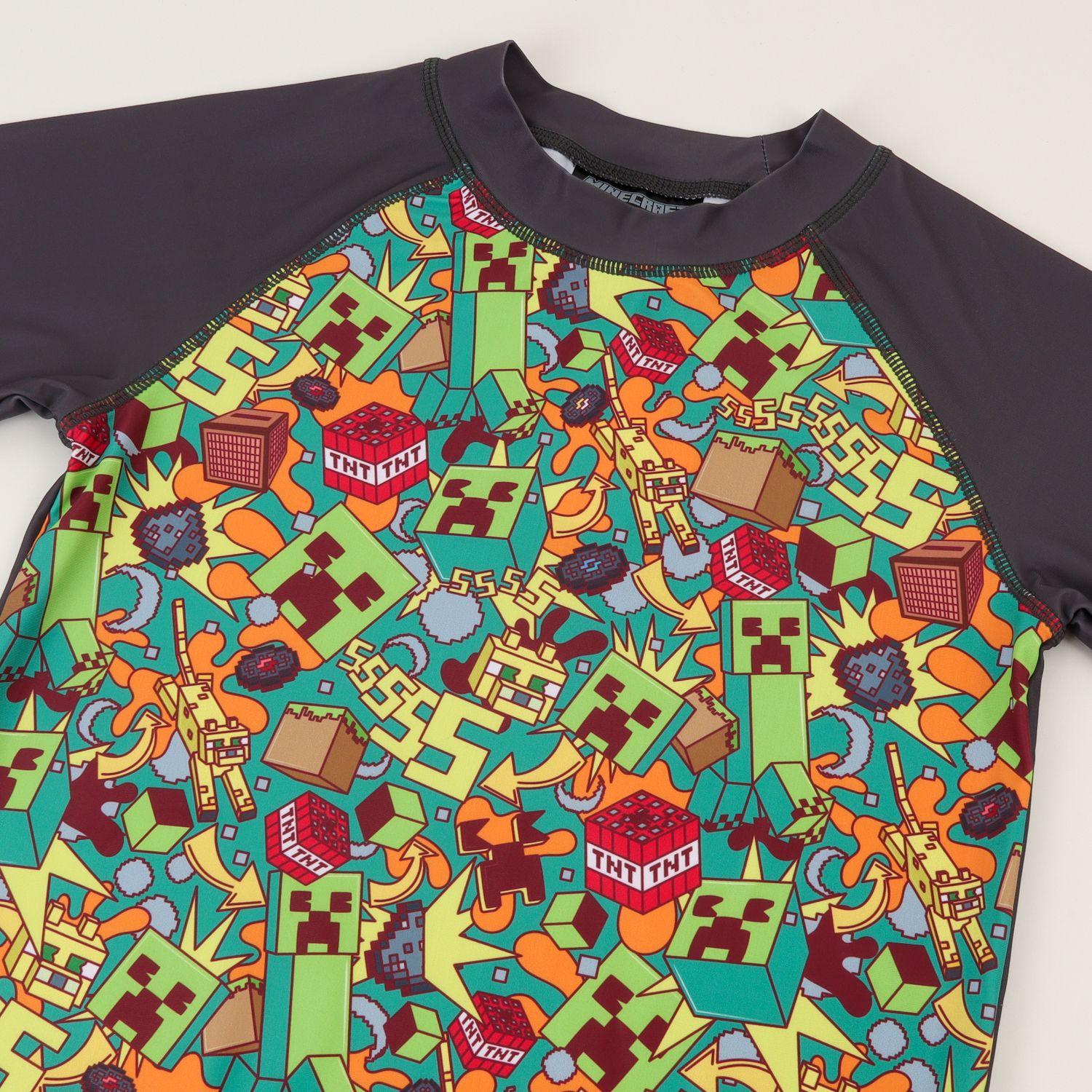 Polera UV Manga Larga Niño Verde Full Print Minecraft-2