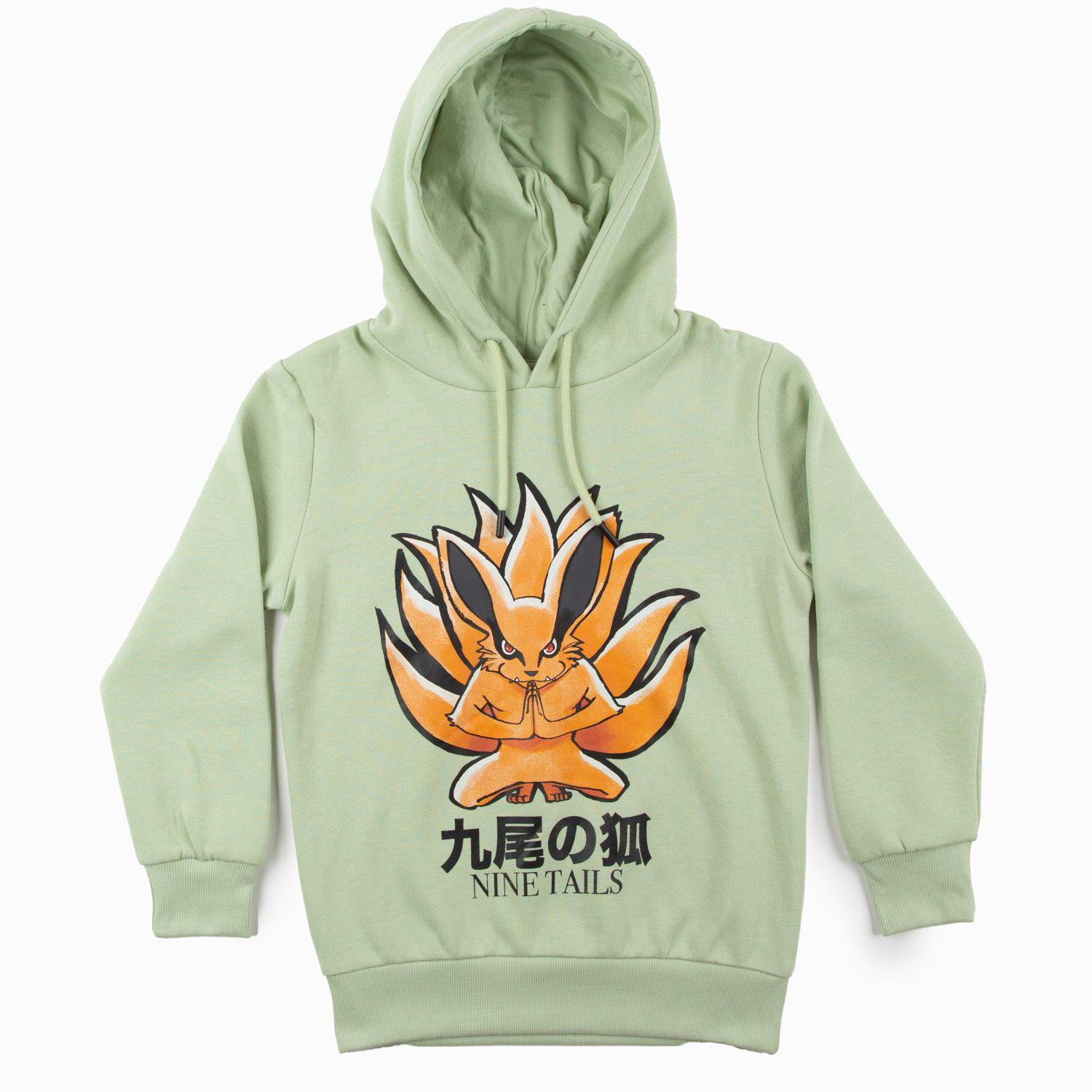 Poleron Gorro Niño Nine Tails Verde Naruto-2