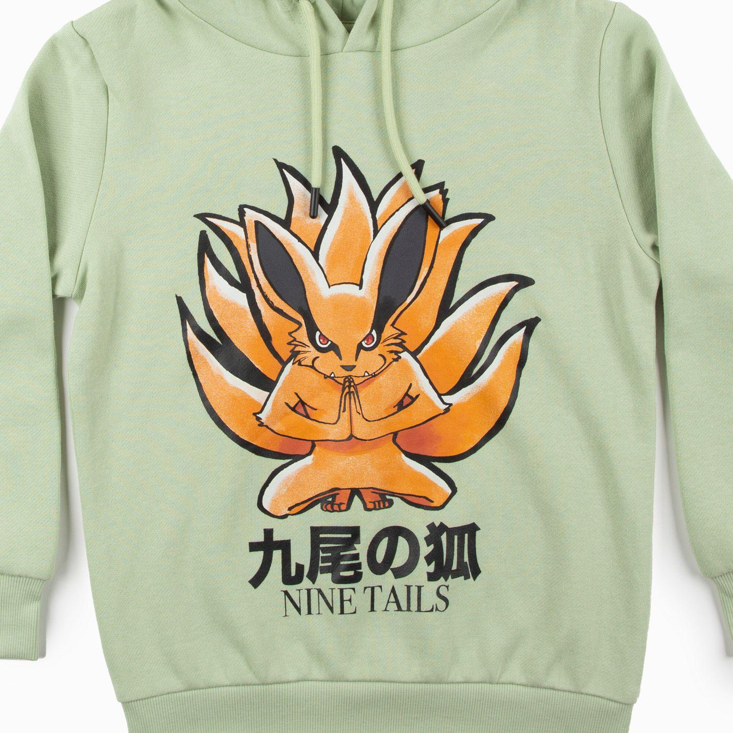 Poleron Gorro Niño Nine Tails Verde Naruto-4