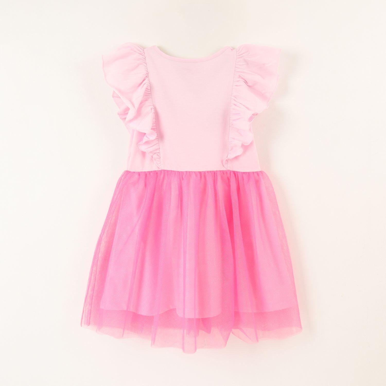 Vestido Niña Tull Vuelos Logo Rosado Barbie-2