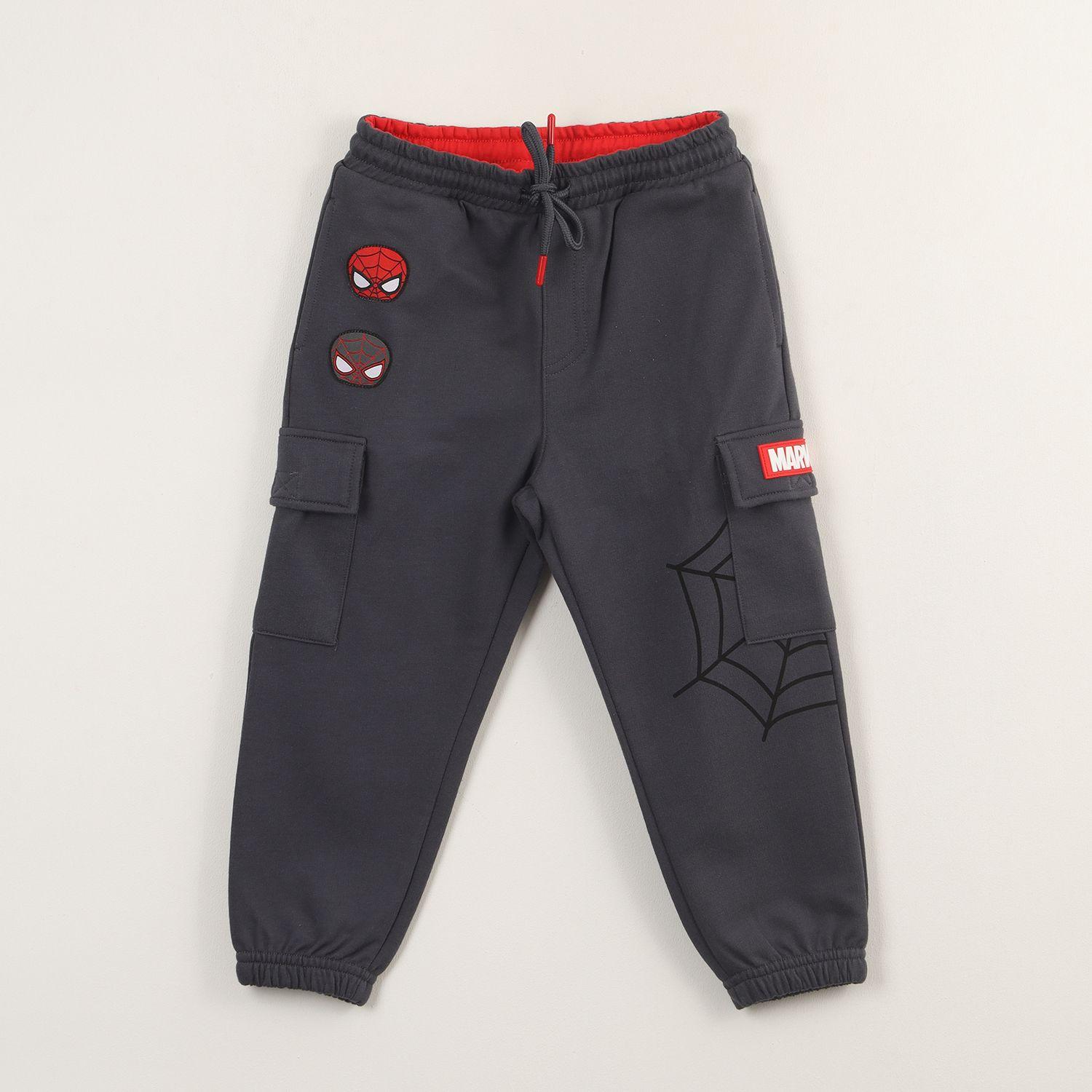 Pantalon Cargo De Buzo Niño Spiderman Web Gris Marvel-0