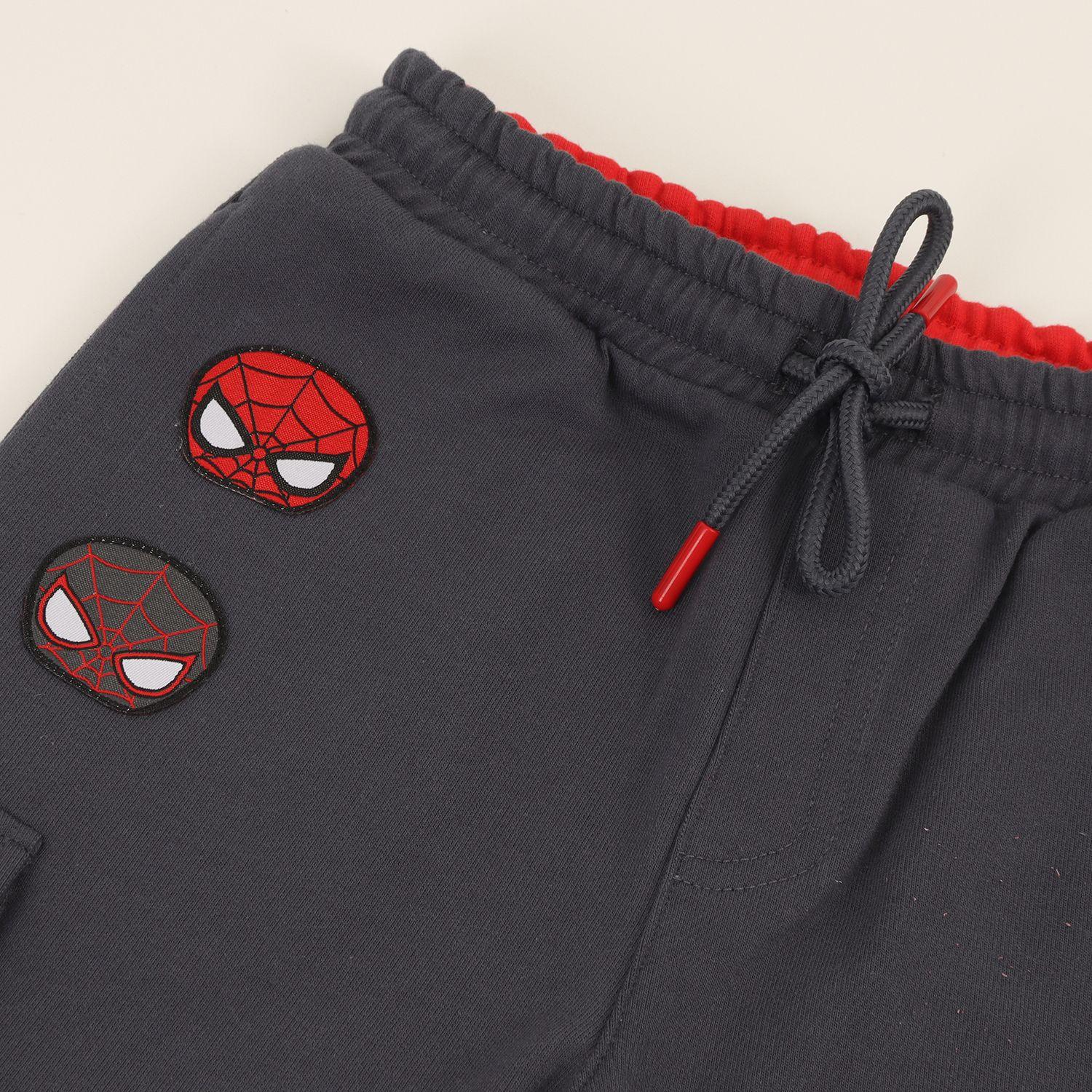 Pantalon Cargo De Buzo Niño Spiderman Web Gris Marvel-1