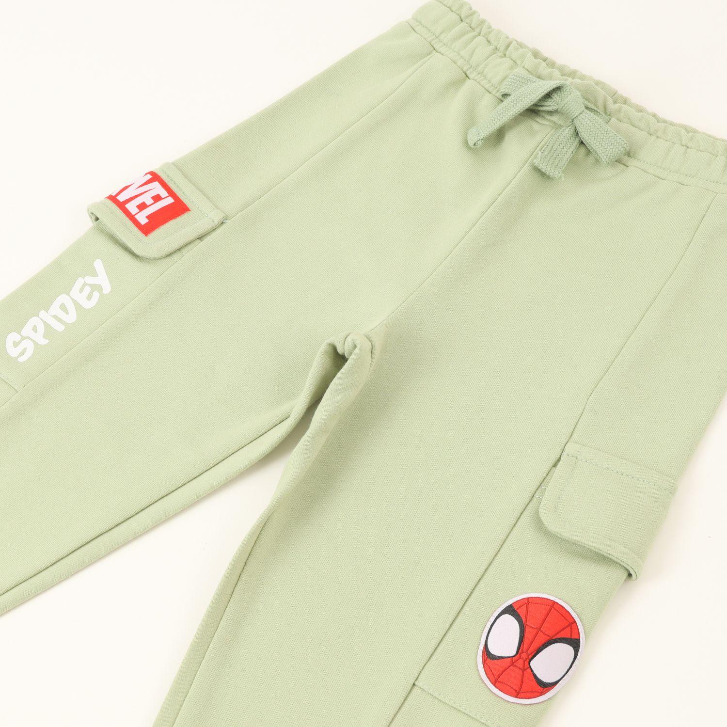 Pantalon Cargo De Buzo Niño Spidey Bolsillos Verde Marvel-1