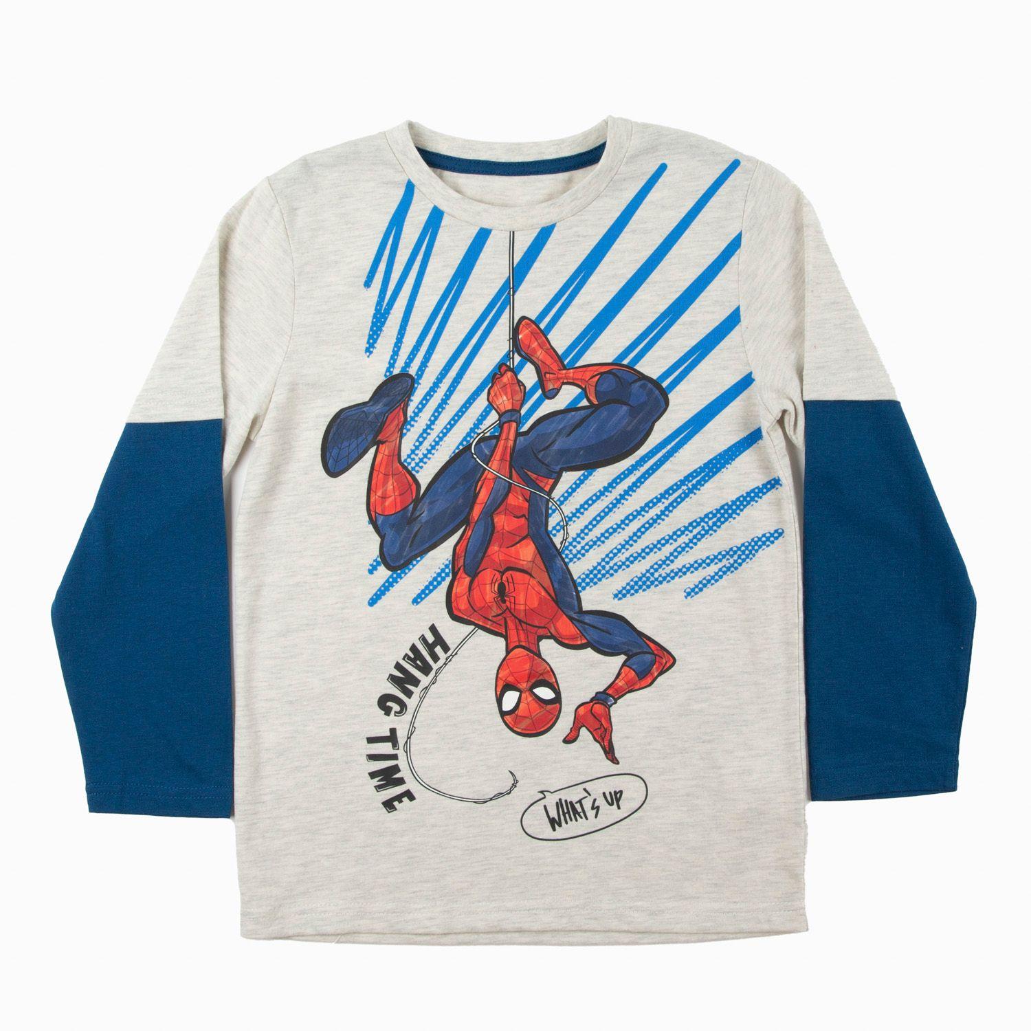 Polera Manga Larga Niño Spiderman Gris Marvel-0