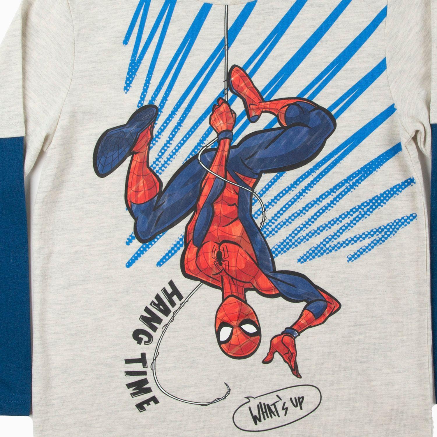 Polera Manga Larga Niño Spiderman Gris Marvel-2