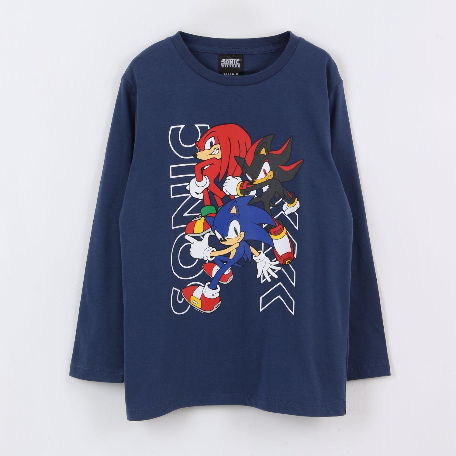 Polera Manga Larga Niño Personajes Azul Sonic-0