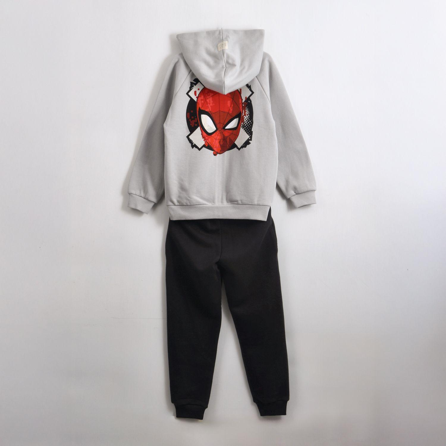 Conjunto Buzo Niño Hoodie Back Print Spiderman Gris Marvel-1