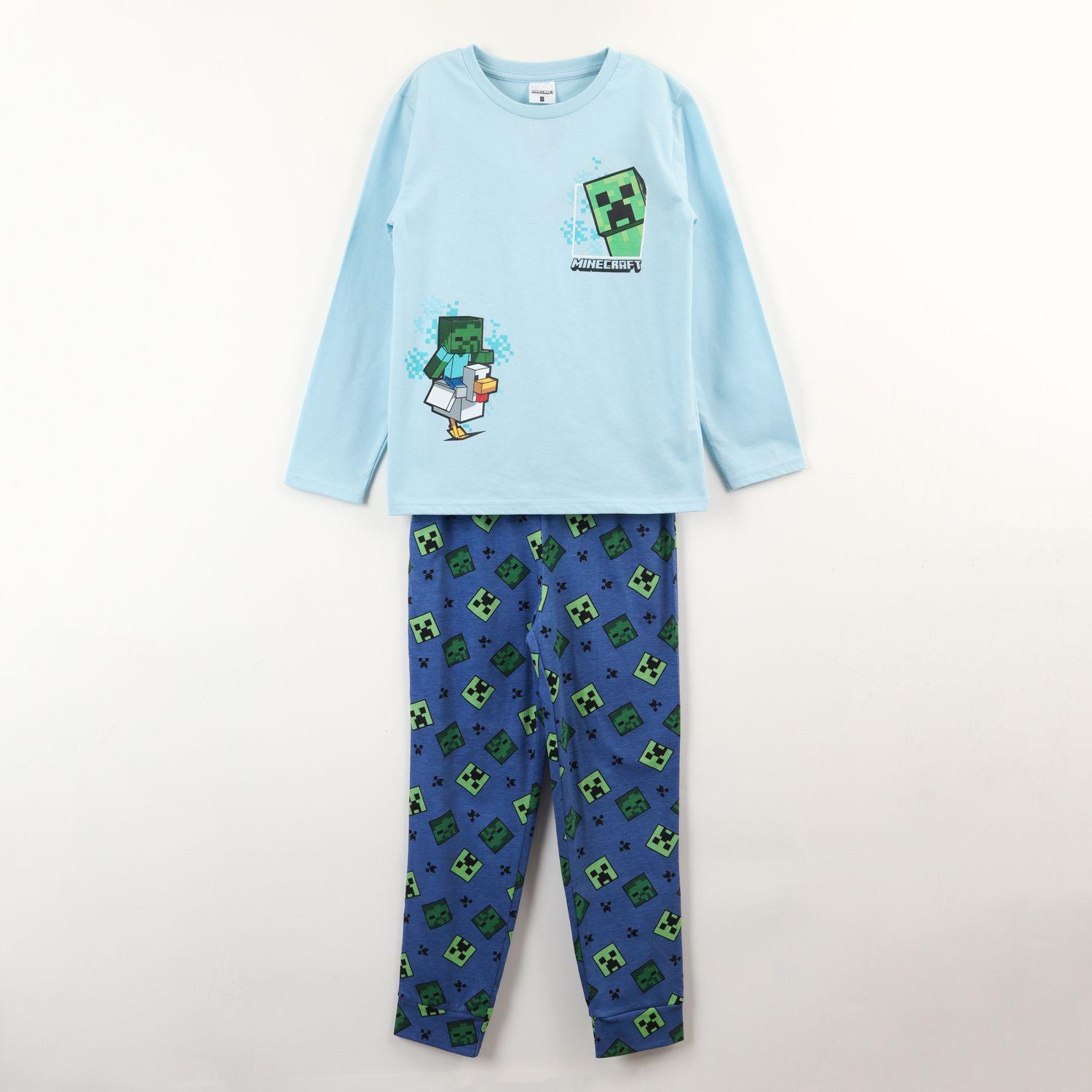 Pijama Manga Larga Niño Celeste Personajes Minecraft-0