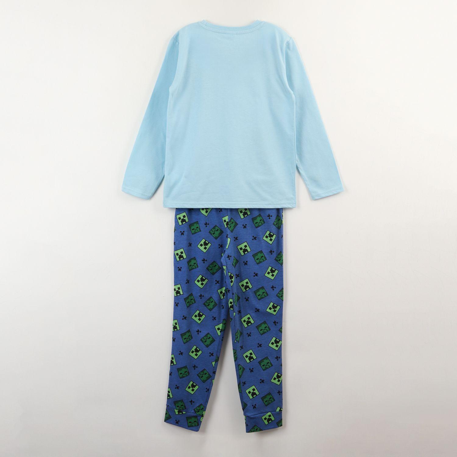 Pijama Manga Larga Niño Celeste Personajes Minecraft-1