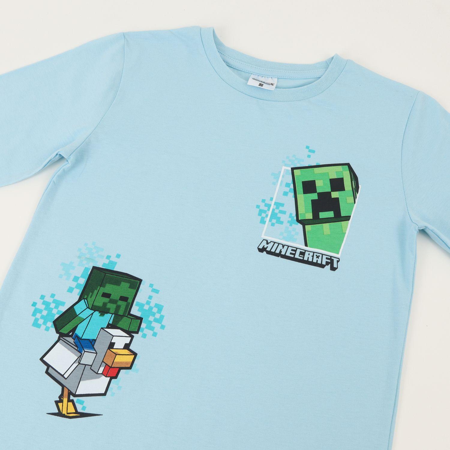 Pijama Manga Larga Niño Celeste Personajes Minecraft-2